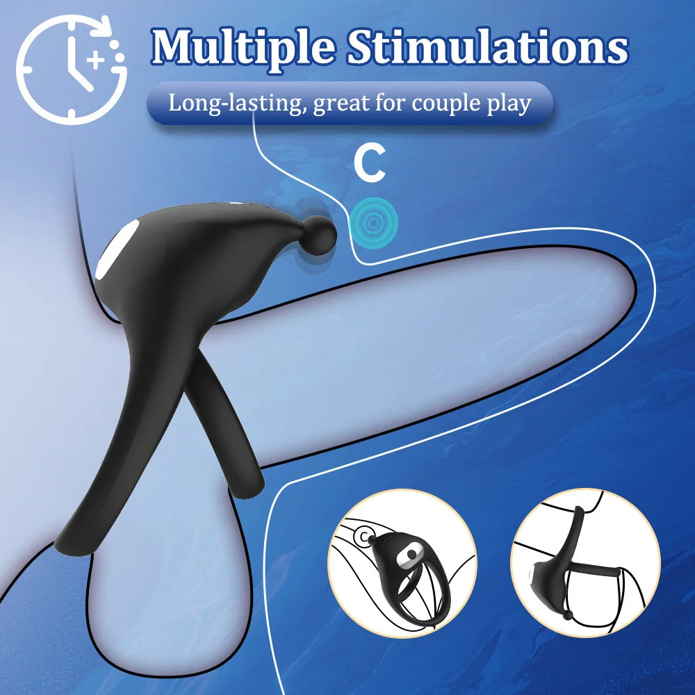 Black Warrior remote penis ring double vibration power — hình 3