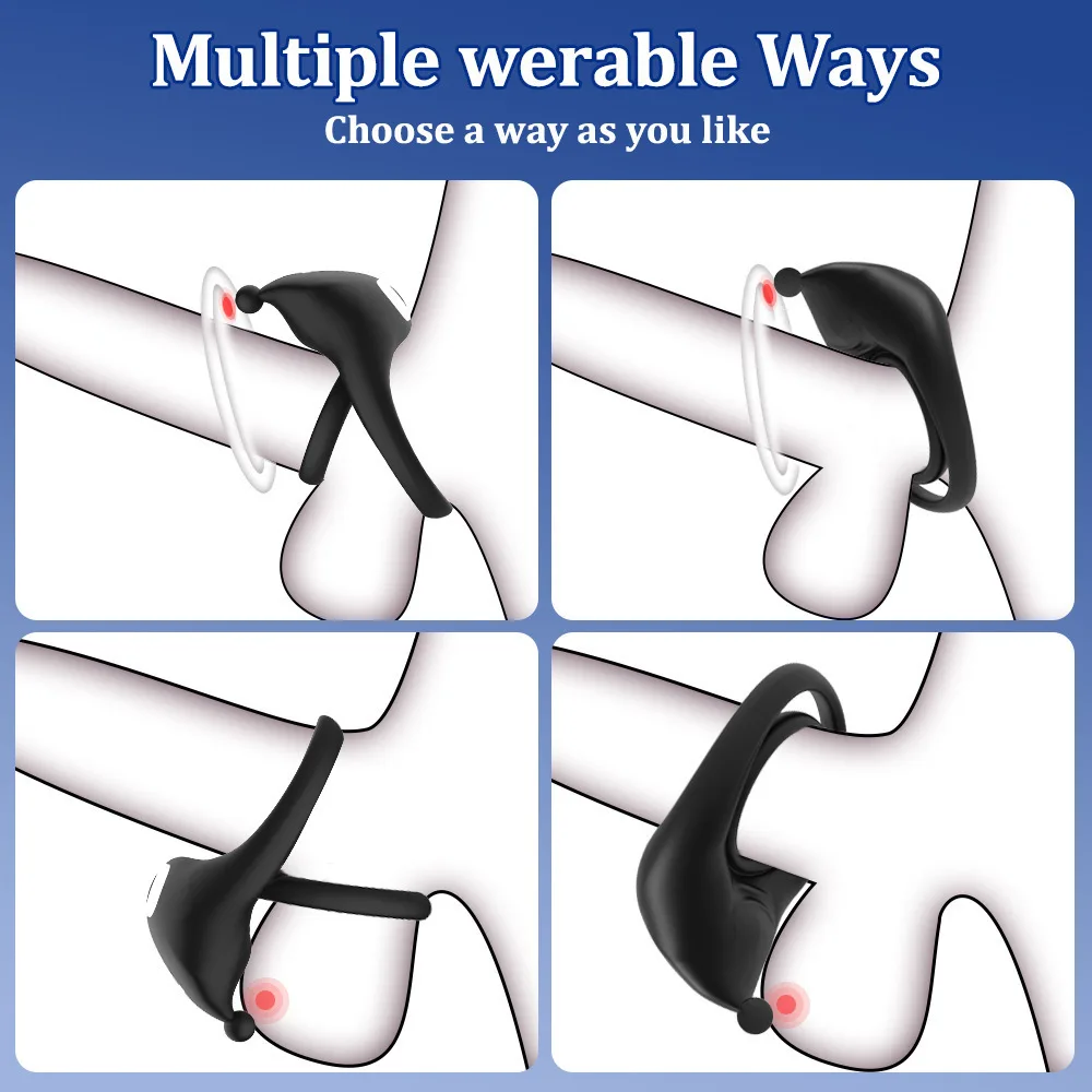 Black Warrior remote penis ring double vibration power — hình 4