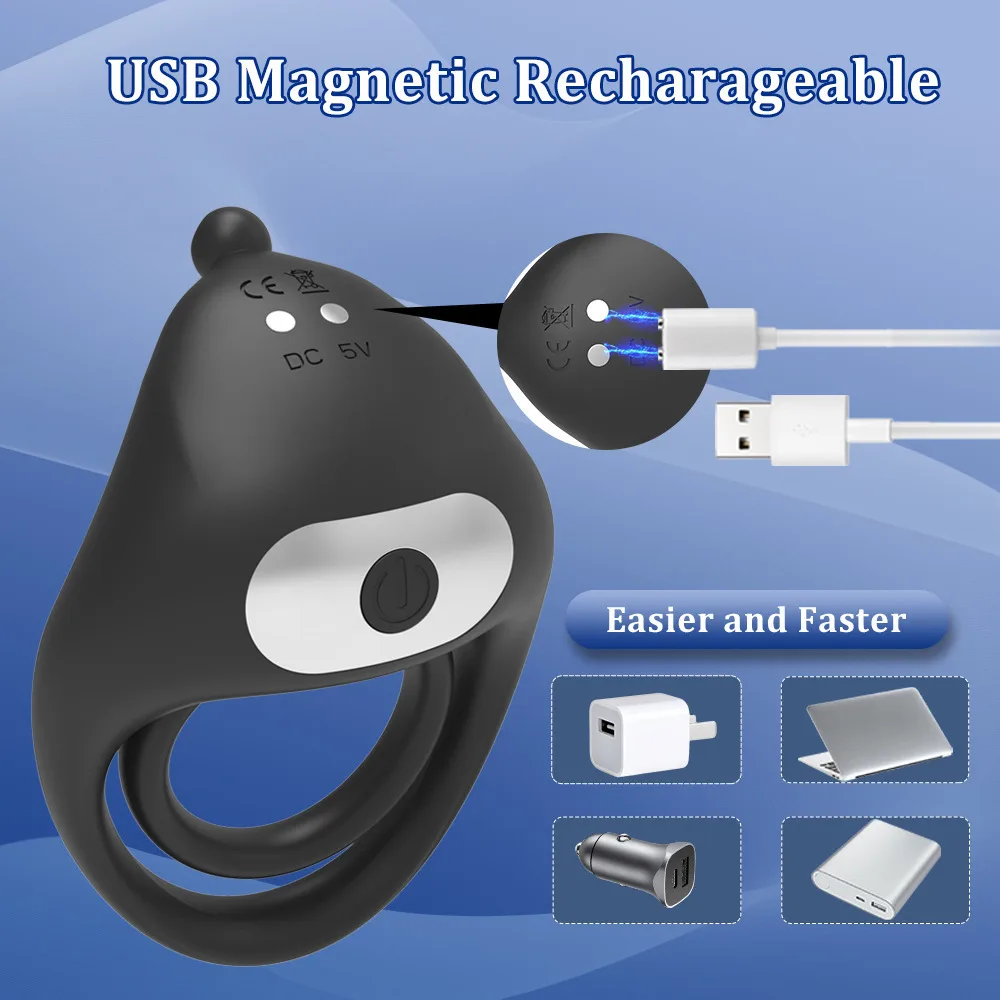 Black Warrior remote penis ring double vibration power — hình 5