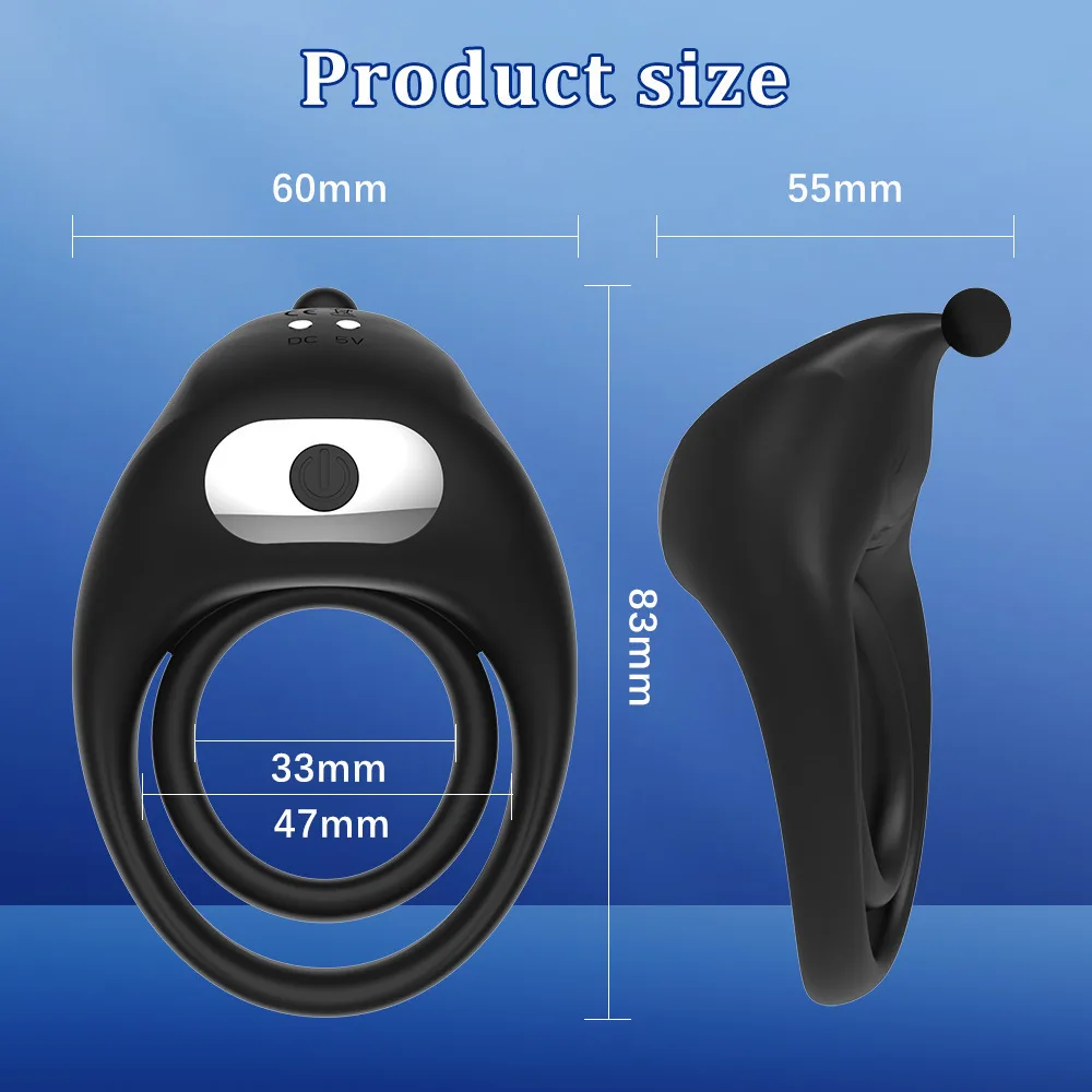 Black Warrior remote penis ring double vibration power — hình 7