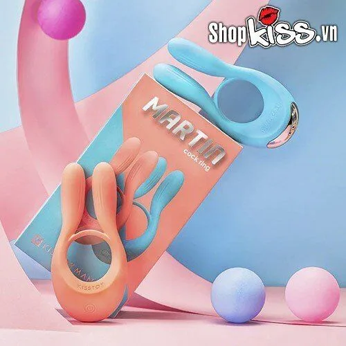 Kisstoy Man Martin Silicone Vibrating Cock Ring Blue — Its sleek, ergonomic design ensures it fits comfortably