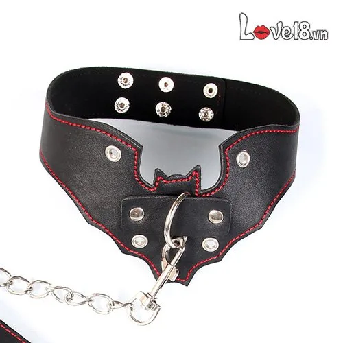 Bat BDSM Leather Collar Bat Wing Design Adjustable — Comfort and Adjustable Fit for Every Body