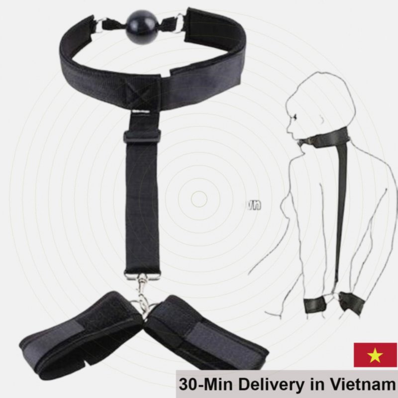 Bizarre BDSM Extreme Mouth Lock and Handcuff Restraint Set 