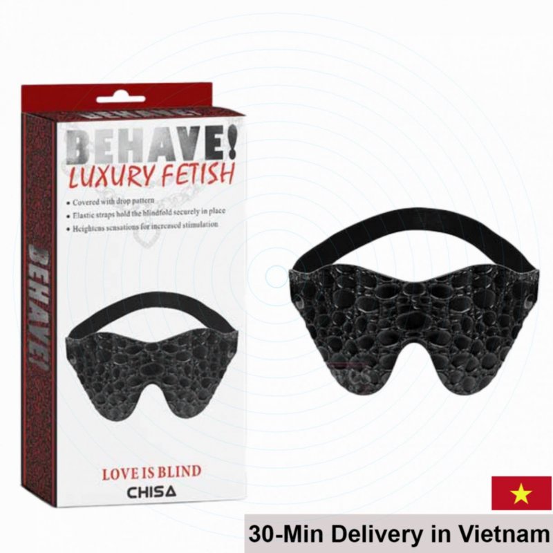 Chisa Black Leather Blindfold Adjustable Comfortable 
