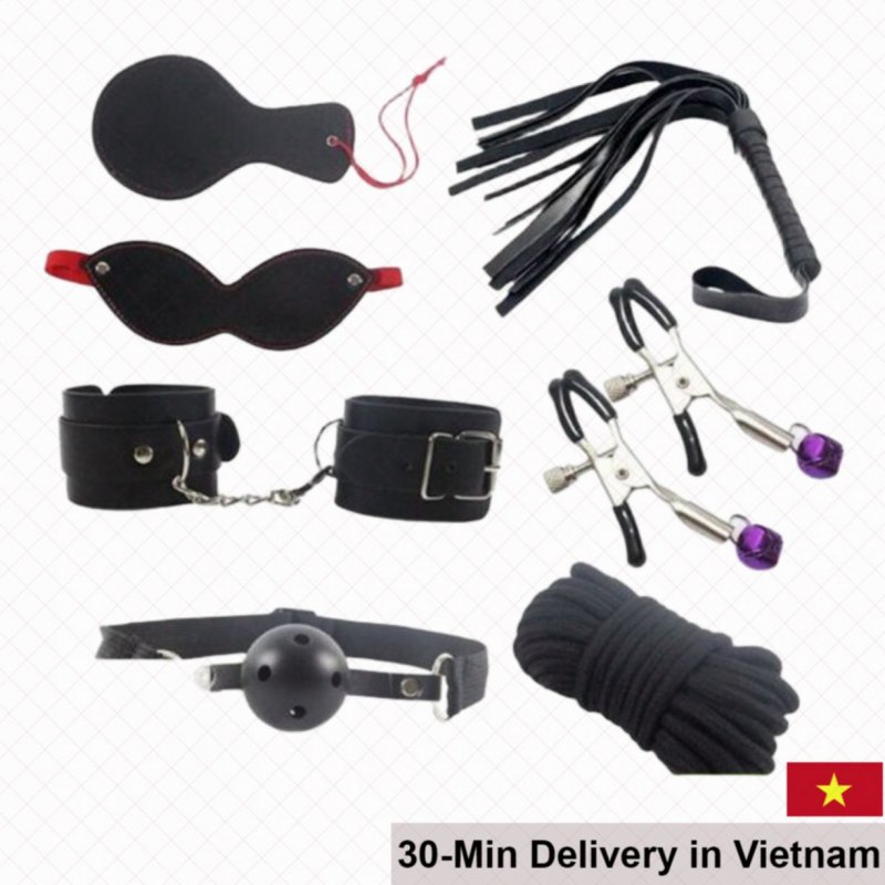 BDSM 8-Piece Kit Restraints Spank Bondage Sensual Play 
