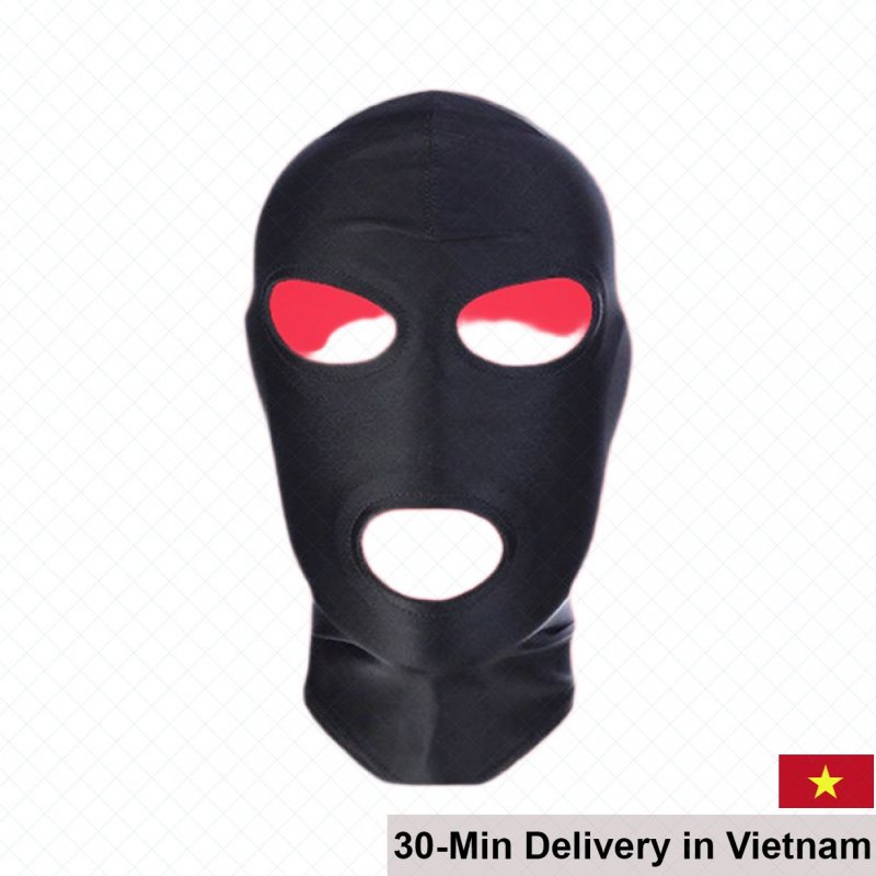 Full Face Open Eye Mouth Mask Soft Breathable Fabric BDSM Gear 
