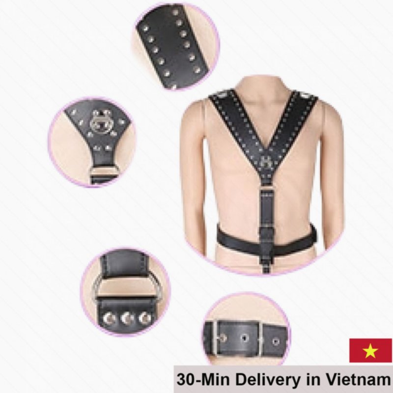 Leather Cosplay Harness with Unique Penis Lock for Intense Play 