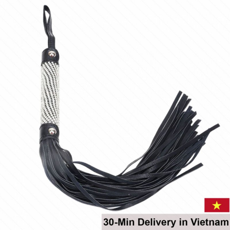Black White Leather BDSM Whip Strong Sensation 