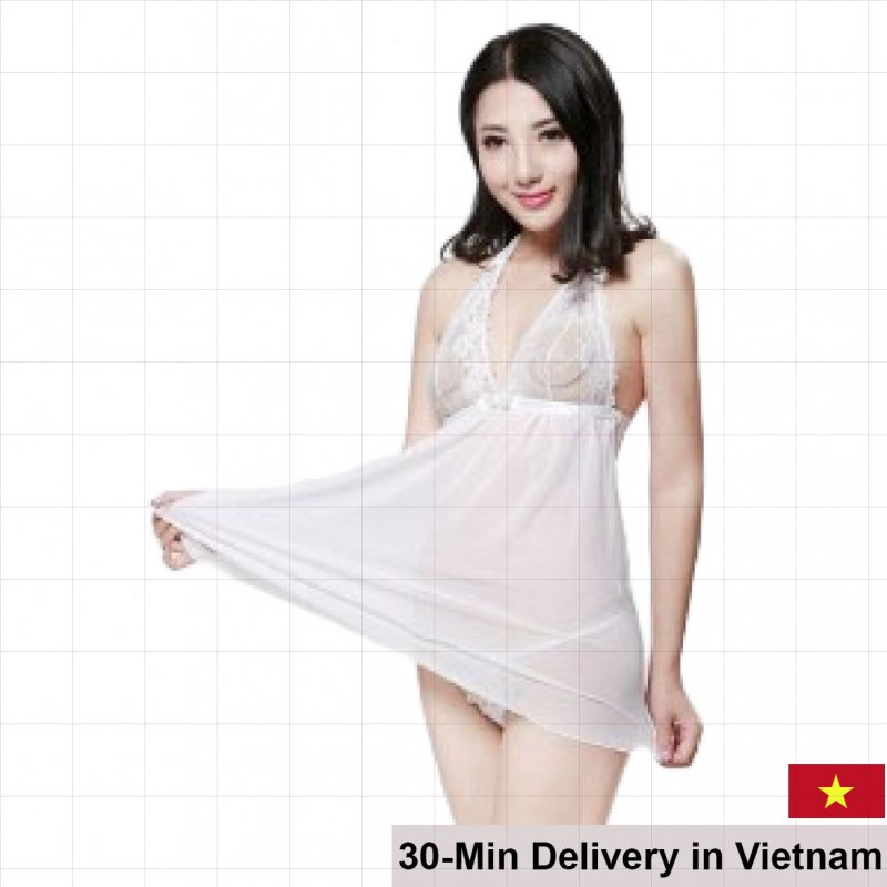 Elegant White Sheer Voile Sexy Sleepwear Lingerie 
