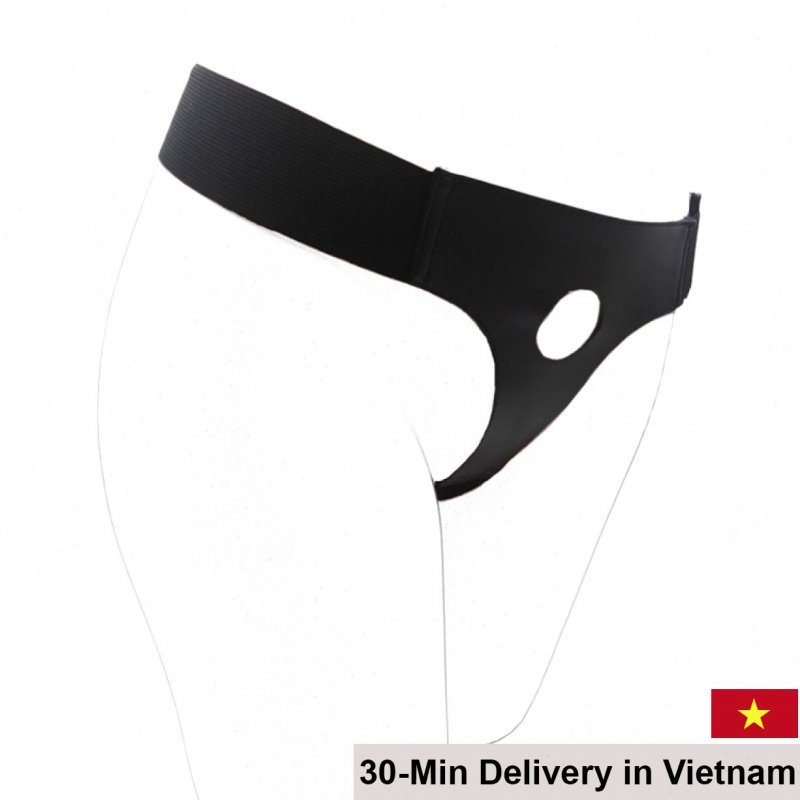 Affordable adjustable leather and elastic penis harness 