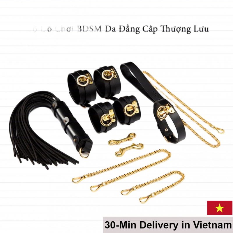 24K Gold Plated Genuine Leather BDSM Gear Set 