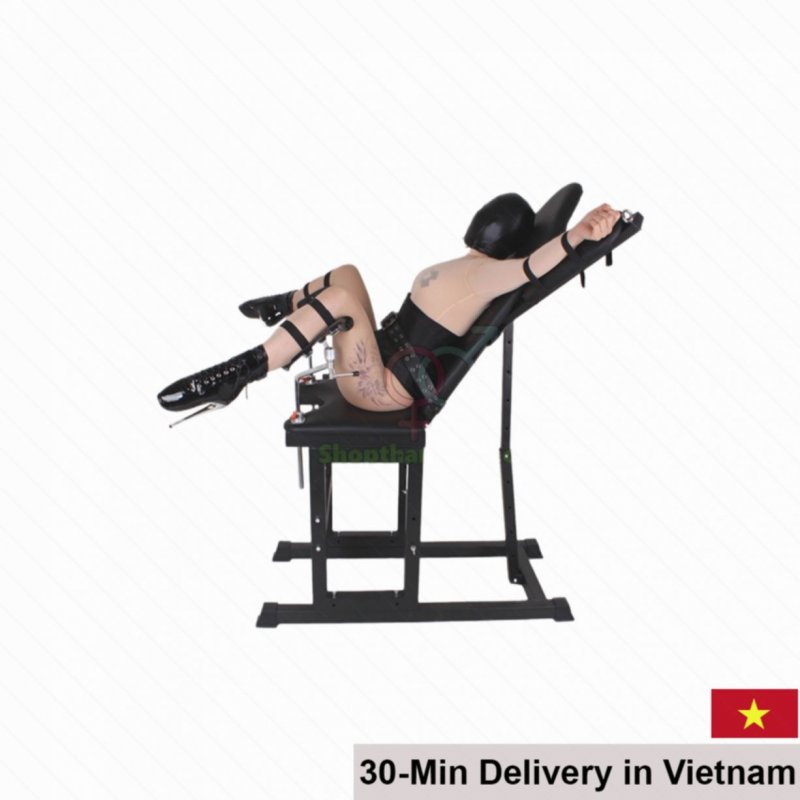 BDSM Restraint Chair with Fixed Positions and Dildo Accessory 