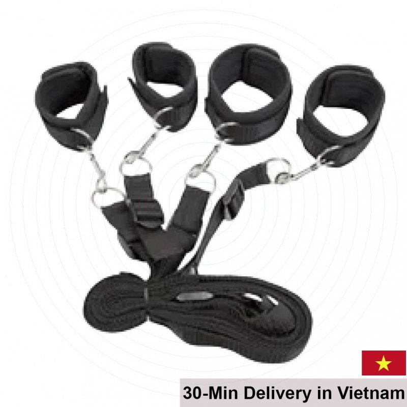 BDSM Restraint Set PU Leather Hand Foot Cuffs for Couples 