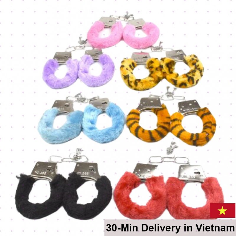 BDSM 23 Soft Plush Lined Handcuffs Metal Fetish Restraint Set 