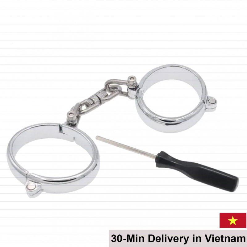 Stainless Steel BDSM Handcuffs Secure Adjustable Lock Durable Restraints 