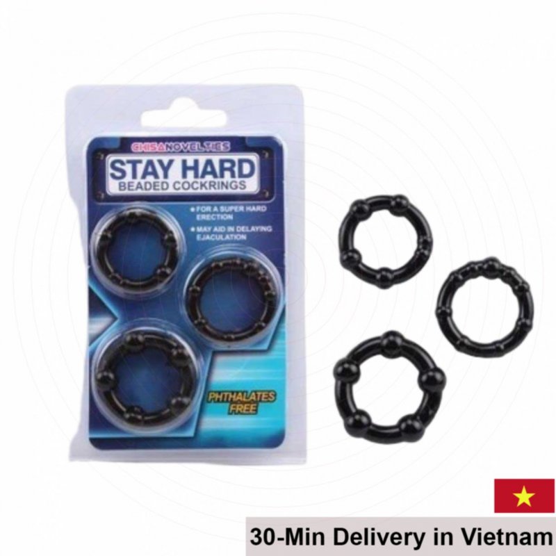 Stay Hard Anti-Ejaculation Ring with Beads Comfortable Size 