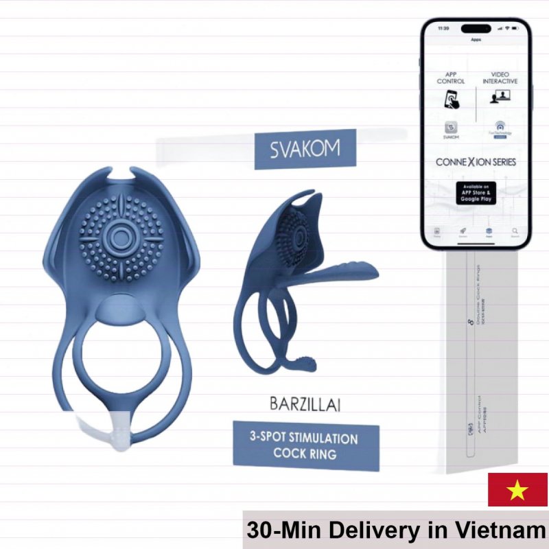 Svakom Barzillai Remote Phone Connected Silicone Penis Ring Vibrator 