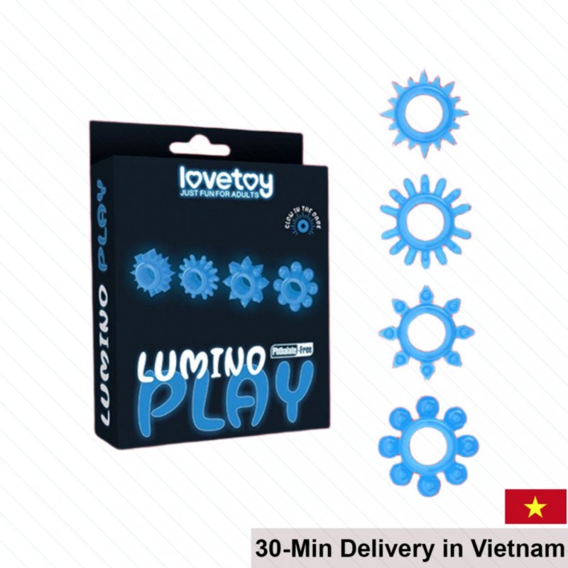 Lovetoy Lumino Play Glow-in-the-Dark Set of 4 Penis Rings 