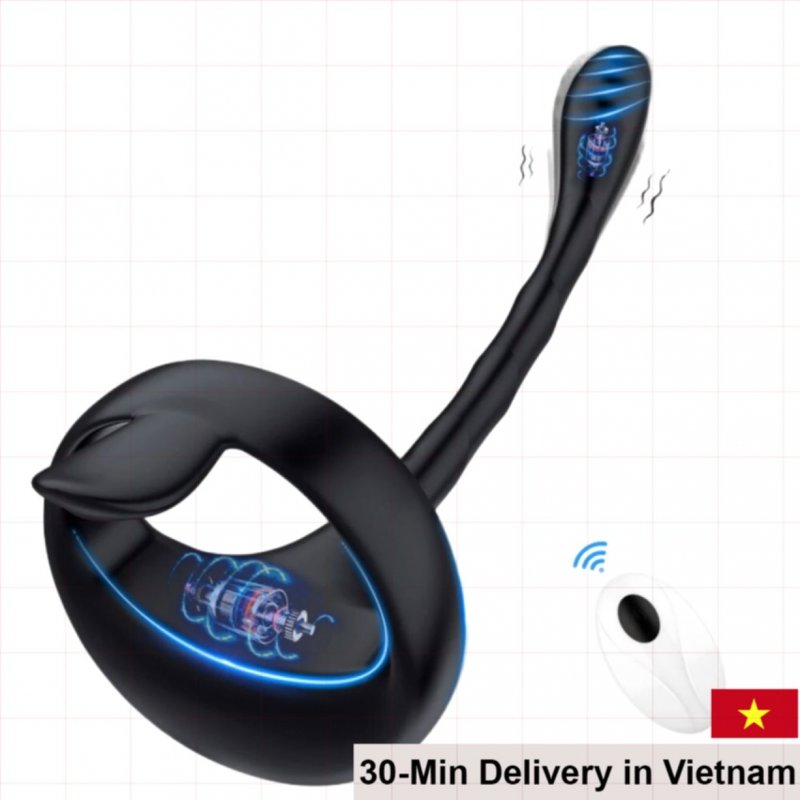 Remote Vibrating Cock Ring Anal Stimulator 9 Mode Wireless Couples Toy 