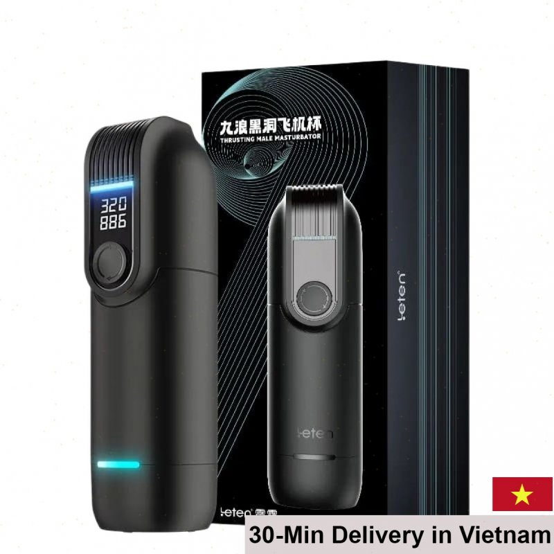 Leten Black Hurricane Hole Pro Heated Automatic Sound Male Masturbator 