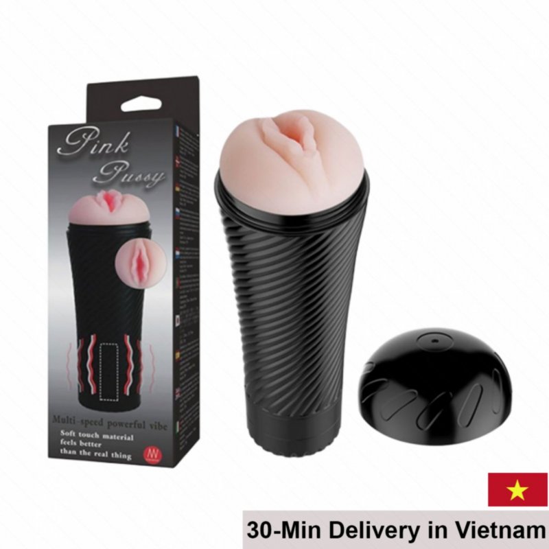 Pink Pussy Vibrating Flashlight Realistic Lips Toy 