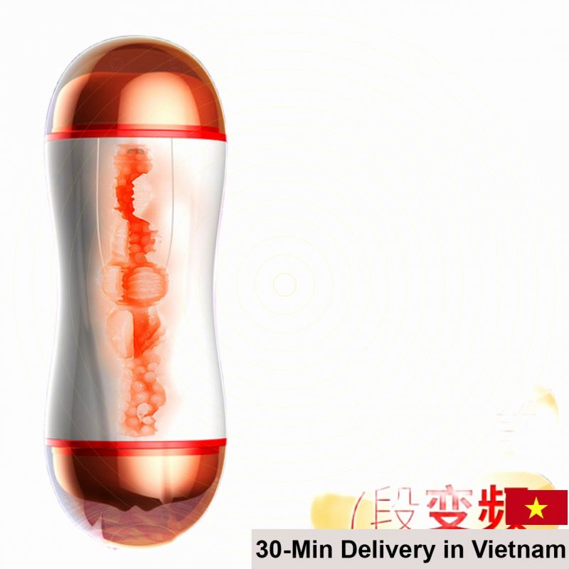 Double-Ended Rumble Vibrating Oral Vaginal Masturbator 
