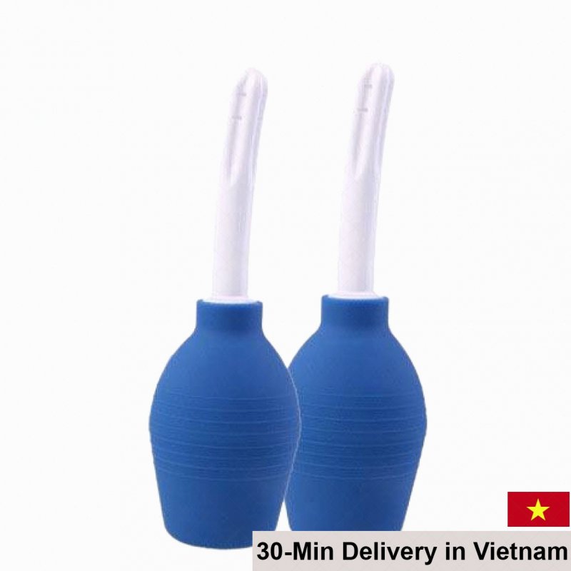 Blue Silicone Large Capacity Anal Vaginal Douche Wash Device 