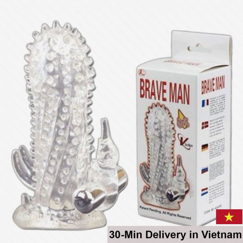 Brave Man Textured Vibrating Penis Sleeve 3D Nubs 