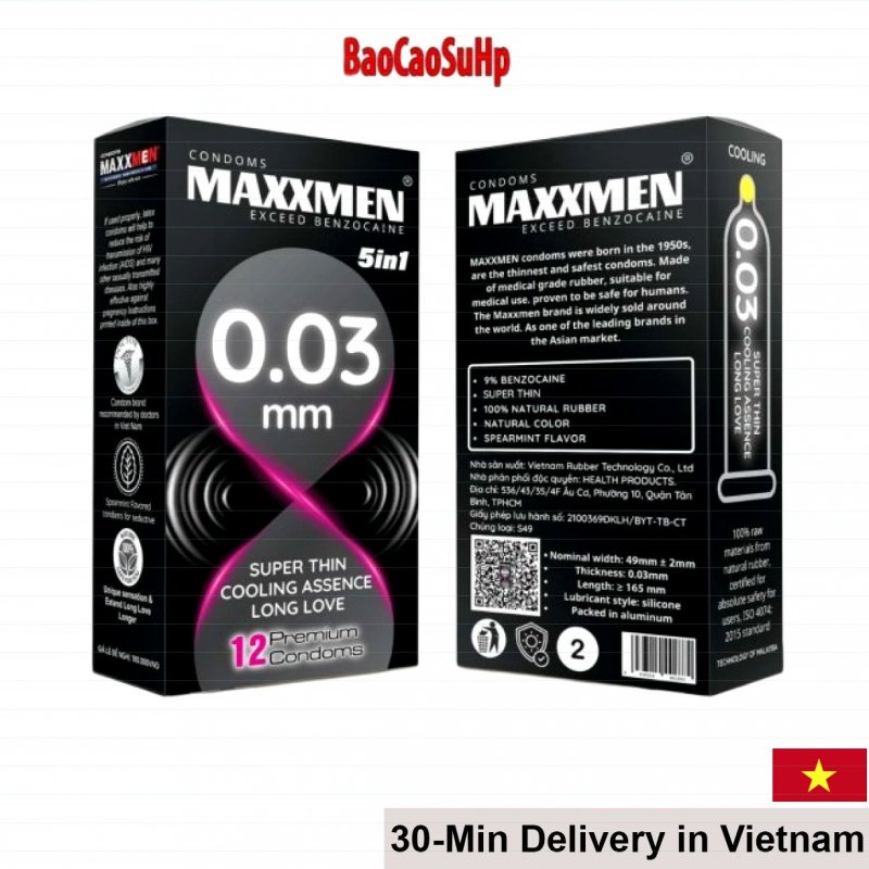 Maxman Ultra Thin 0.03mm Mint Flavor Condoms 5in1 Long Lasting Pack 