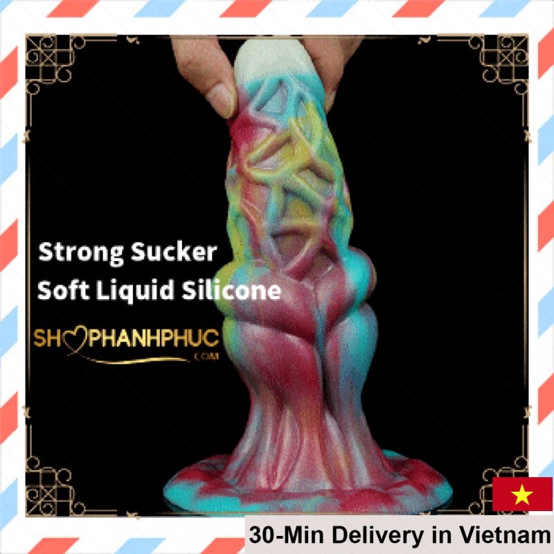 Premium Super Ribbed Red Blue Silicone Cock Sleeve 