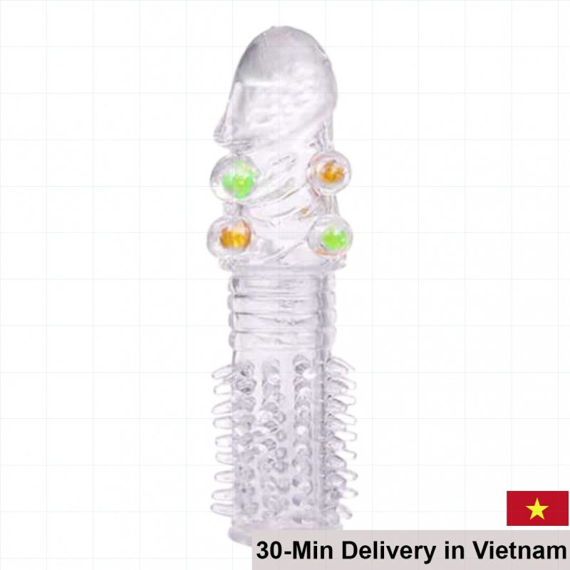 Baile Transparent Beaded Condom Vibrating Sleeve 