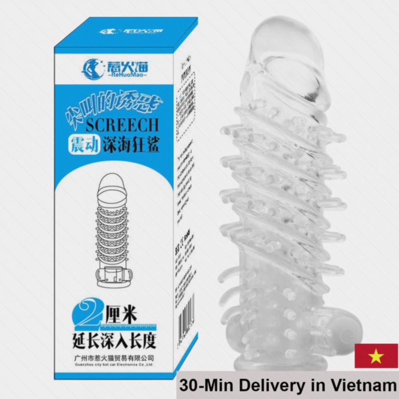 SCREECH Textured Twist Vibrating Condom Powerful Quiet Design 
