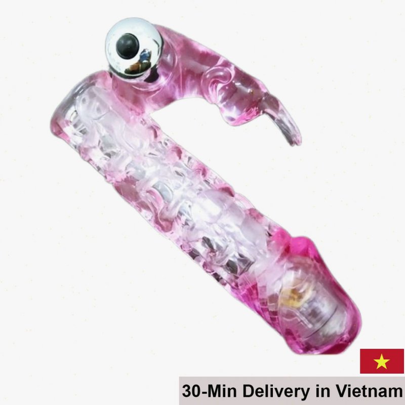 Two-Head Vibrating Medical Grade Mesh Strap-On Condom 