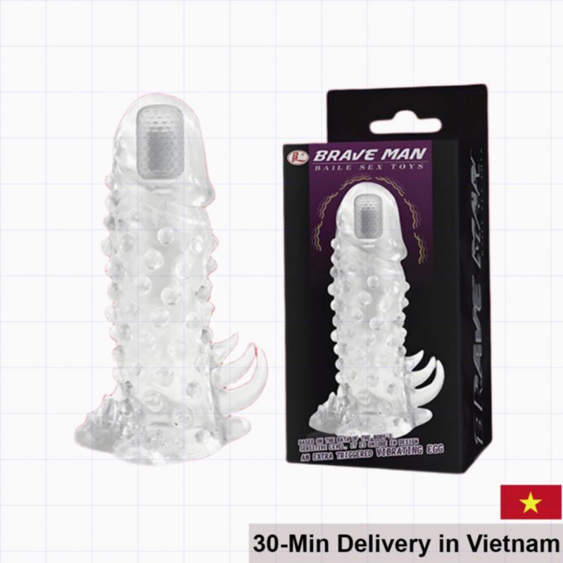 Brave Man Textured Vibrating Extension Condom Delay 
