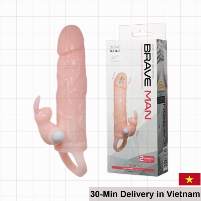 Brave Man 2-Head Vibrating Penis Sleeve Delay Condom 