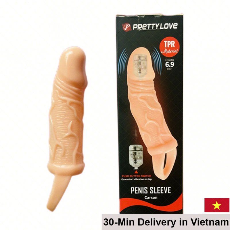 Pretty Love Rose Textured Vibrating Penis Sleeve Enhance Size 