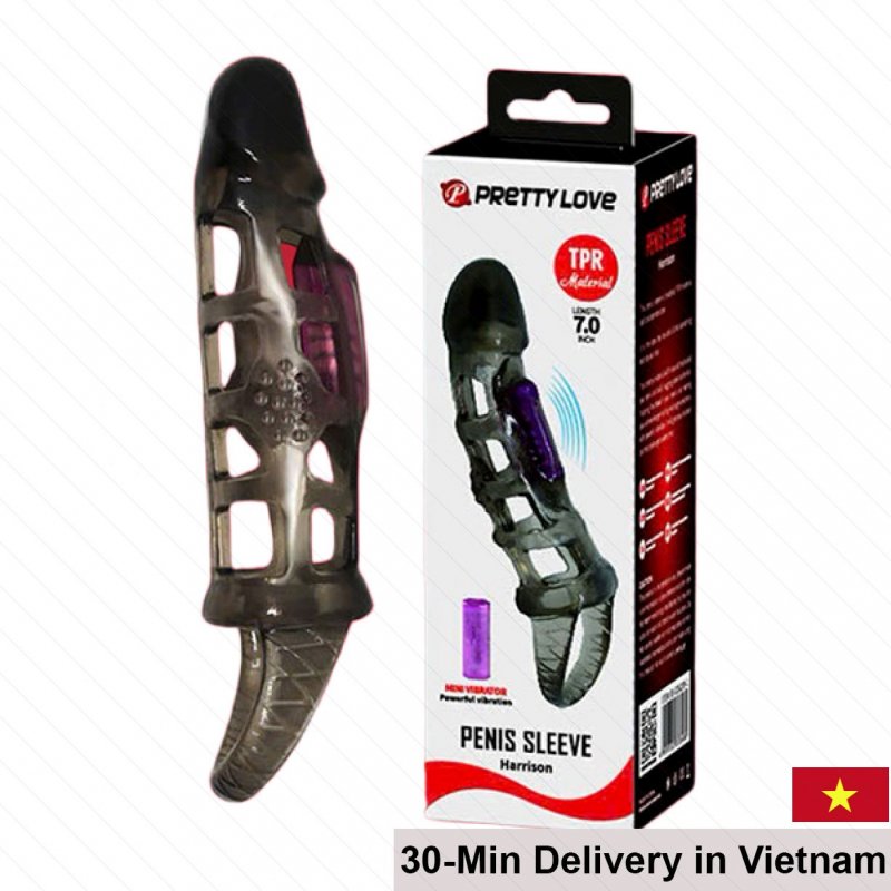 Harrison Mesh Vibrating Penis Sleeve Delay Condom Silicone 