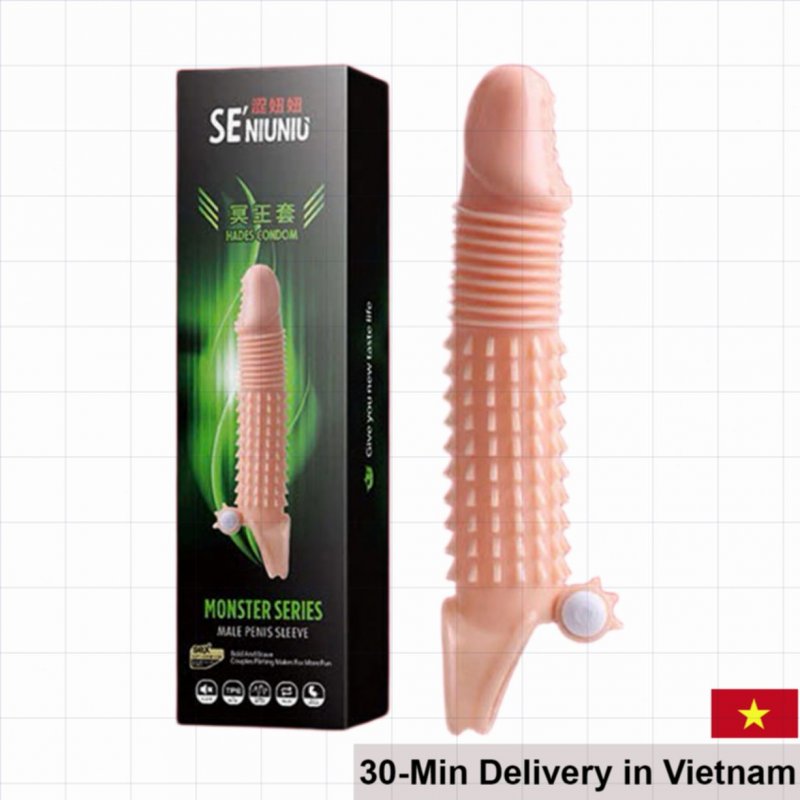 Monster Textured Vibrating Condom Gummy Sleeve with Nubs 