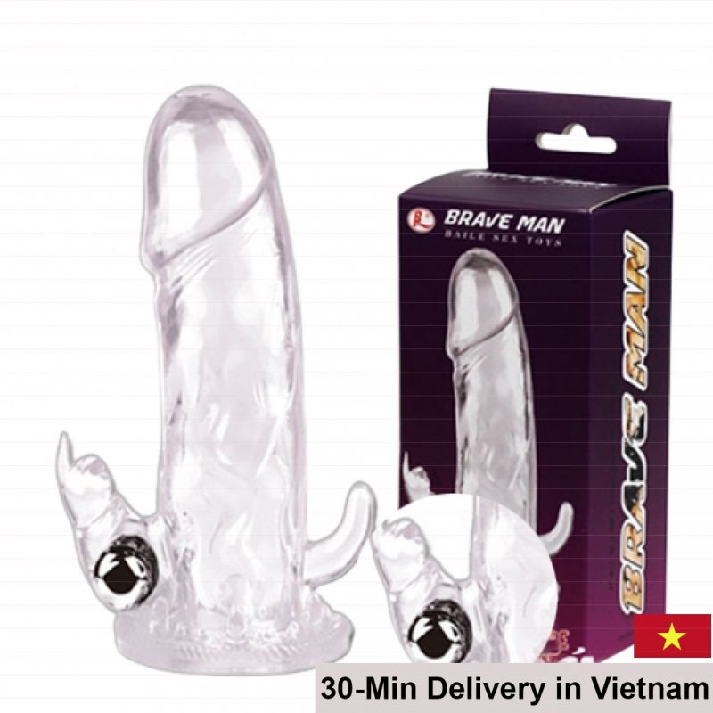 Double-Prong Vibrating Silicone Condom For Intense Pleasure 