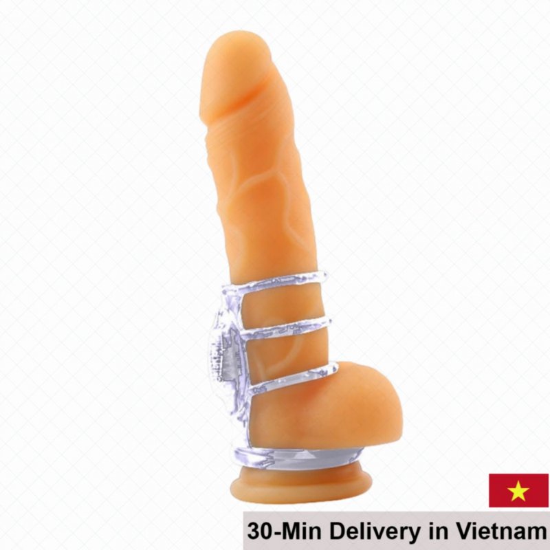 Silicone Triple Ring Vibrating Delay Ejaculation Enhancer 