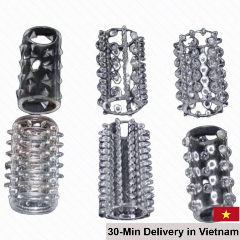6 Pack Spiked Penis Sleeve Enhancer for Increased Size Intensity 