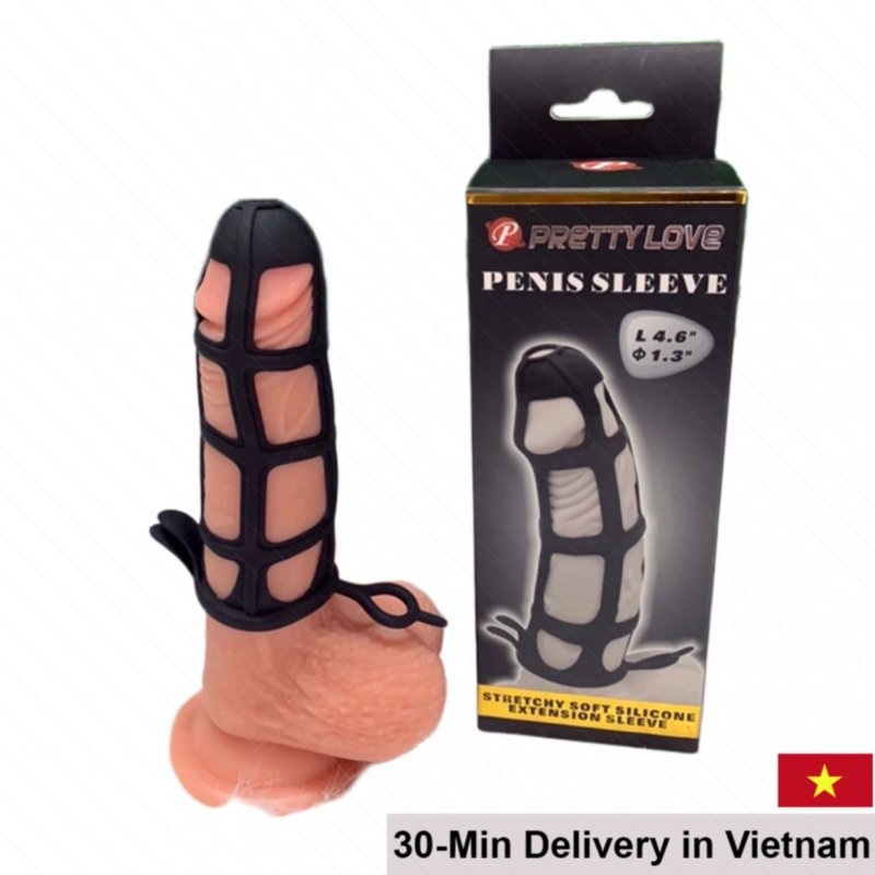 Silicone Delay Condom with Soft Mesh Sleeve and Egg Ring Prettylove 