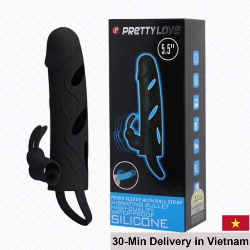 Prettylove Soft Silicone Vibrating Penis Extender Ring 