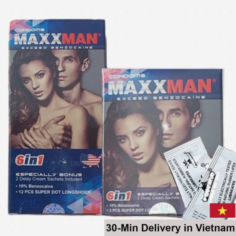 Maxman 6in1 Condom Strawberry Delay Gel Bonus Extended Play 