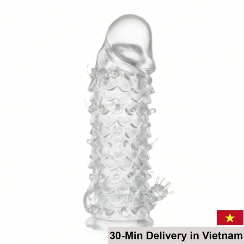 Fish Scale Textured Penis Sleeve Enhancer for Men 