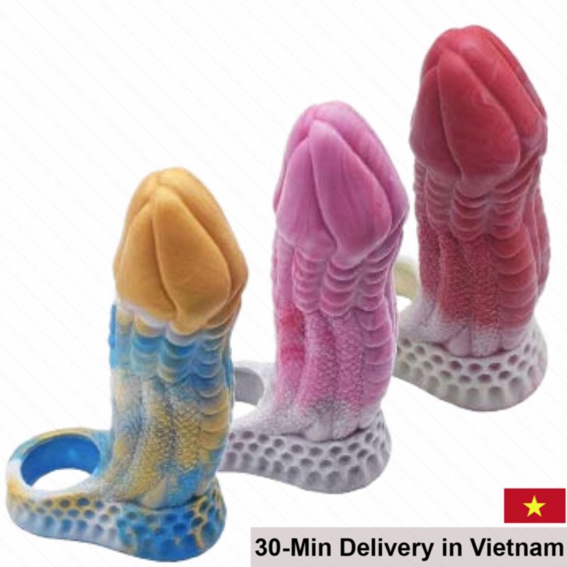 BD49 Dinosaur Textured Premium Silicone Penis Sleeve 