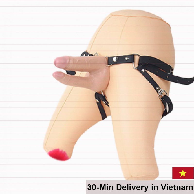 Double-Ended Strap-On Vibrating Silicone Dildo 