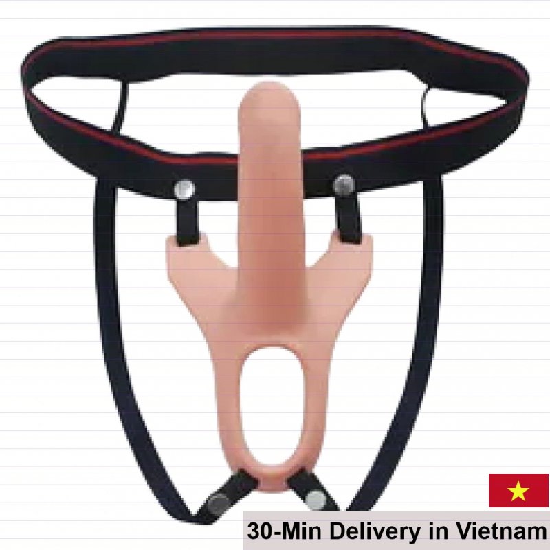 Realistic Hollow Strap-On Silicone Dildo 14cm Flexible Male Use 