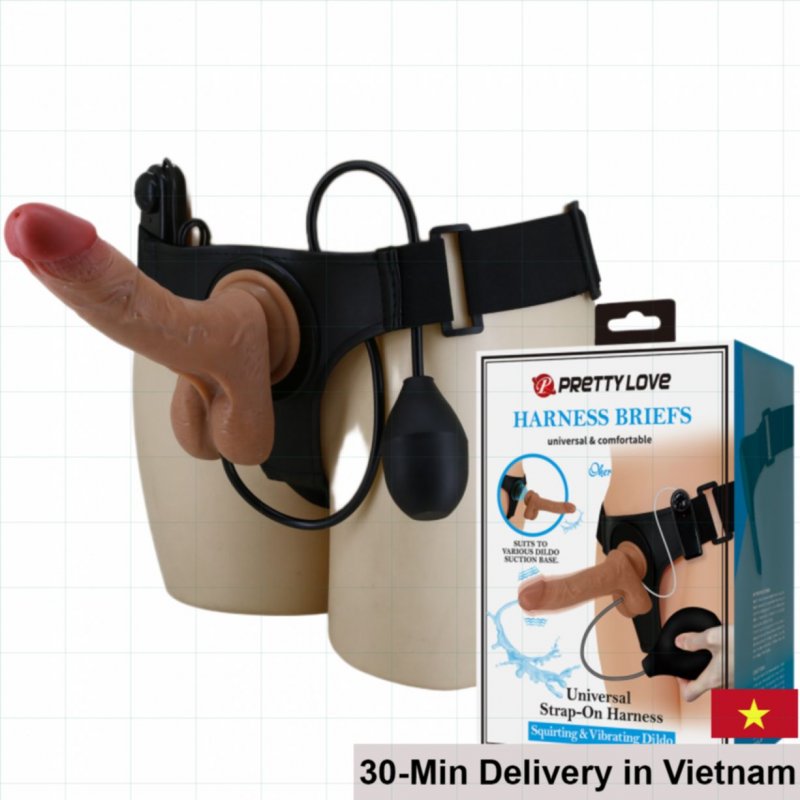 Pretty Love 3in1 Vibrating Ejaculation Strap-On Harness Realistic 