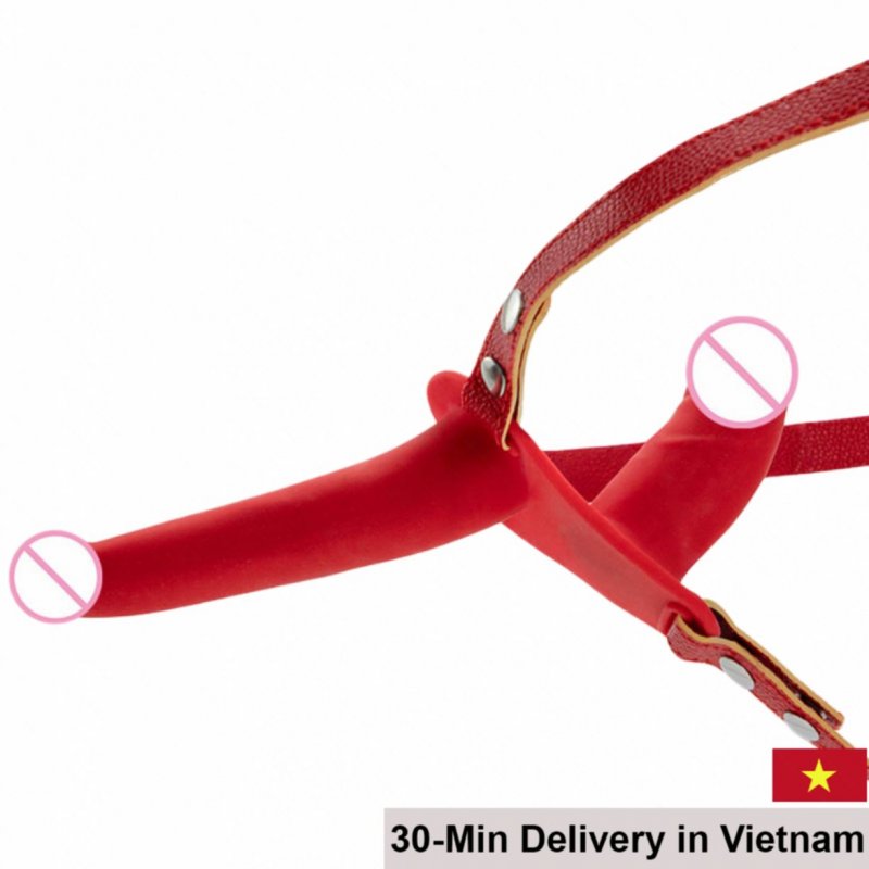 Double-Ended Lesbian Strap-On Adjustable Silicone Dildo 